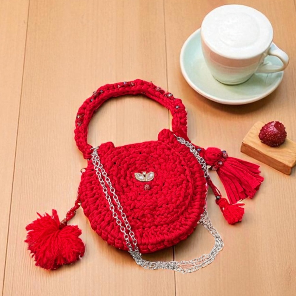 Elegant Red Woven Mini Bag